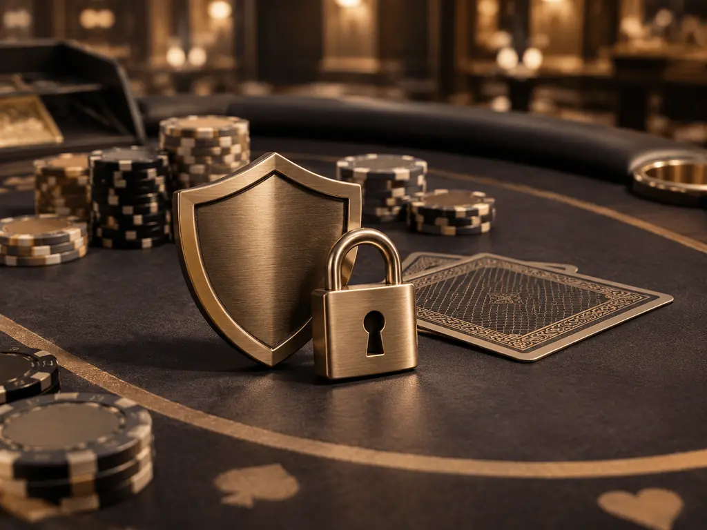 Perisai dan gembok di meja blackjack